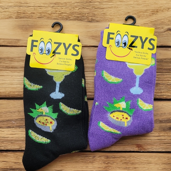 NWT Foozys Women's Margarita Socks -Black and Purple 2 Pair Set - Picture 1 of 3